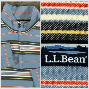 LL Bean Quarter Zip Pullover Men's XL Multicolor Striped Comfort Stretch Pique